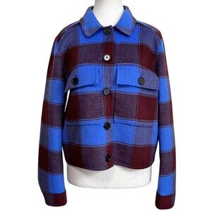 NWT RAILS STEFFI COBALT CHOCOLATE PLAID SHACKET JACKET